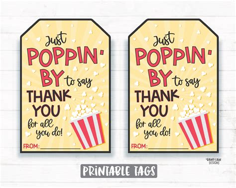 Popcorn Thank You Printable Free